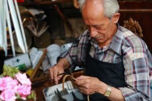 artisan in apron working